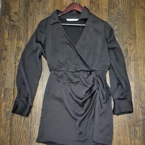 Zara Charcoal Long Sleeve Wrap Dress
